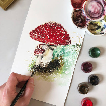 Fine Art PRINT, Watercolour, Toadstool Fairy | sizes & frame options