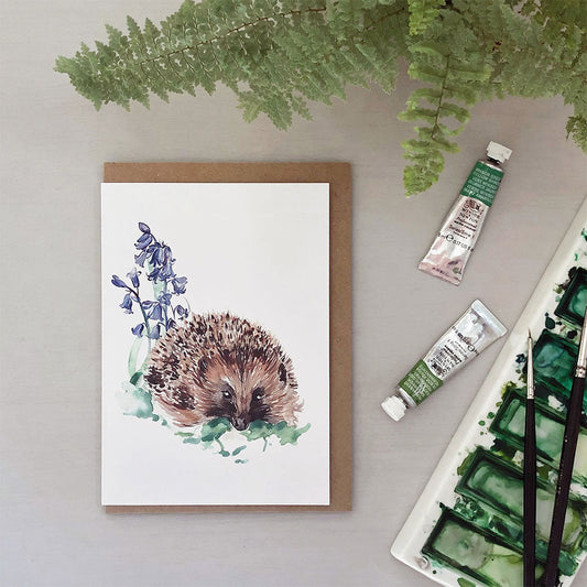 Printed Greeting Card, Watercolour of Hedgehog - A6 Size
