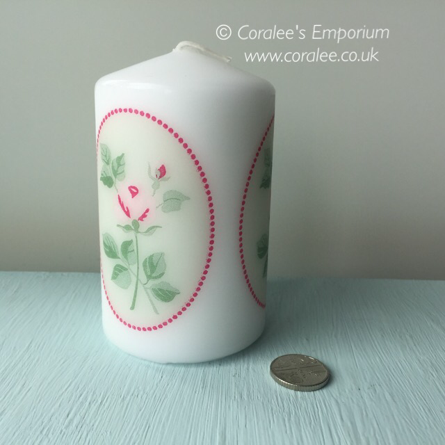 Hand Embellished Pillar Candle - 'Round Rose' - 25 hour burn