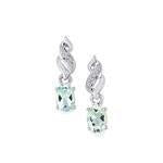 Fine Jewellery - Aquamarine & Diamond Post Earrings - front view