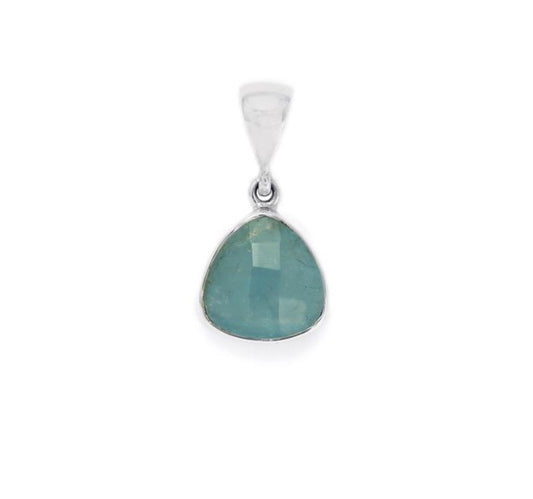 Aquamarine Pendant - Sterling Silver :- Genuine Gemstone 9ct