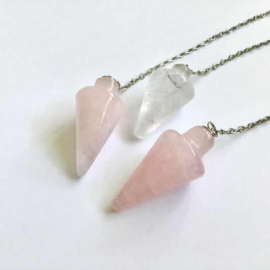 Polished Crystal Dowsing Pendulum - Rose Quartz